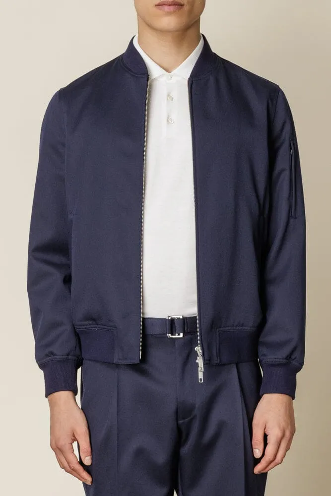 Bomber Jacket - Navy Wool Gabardine