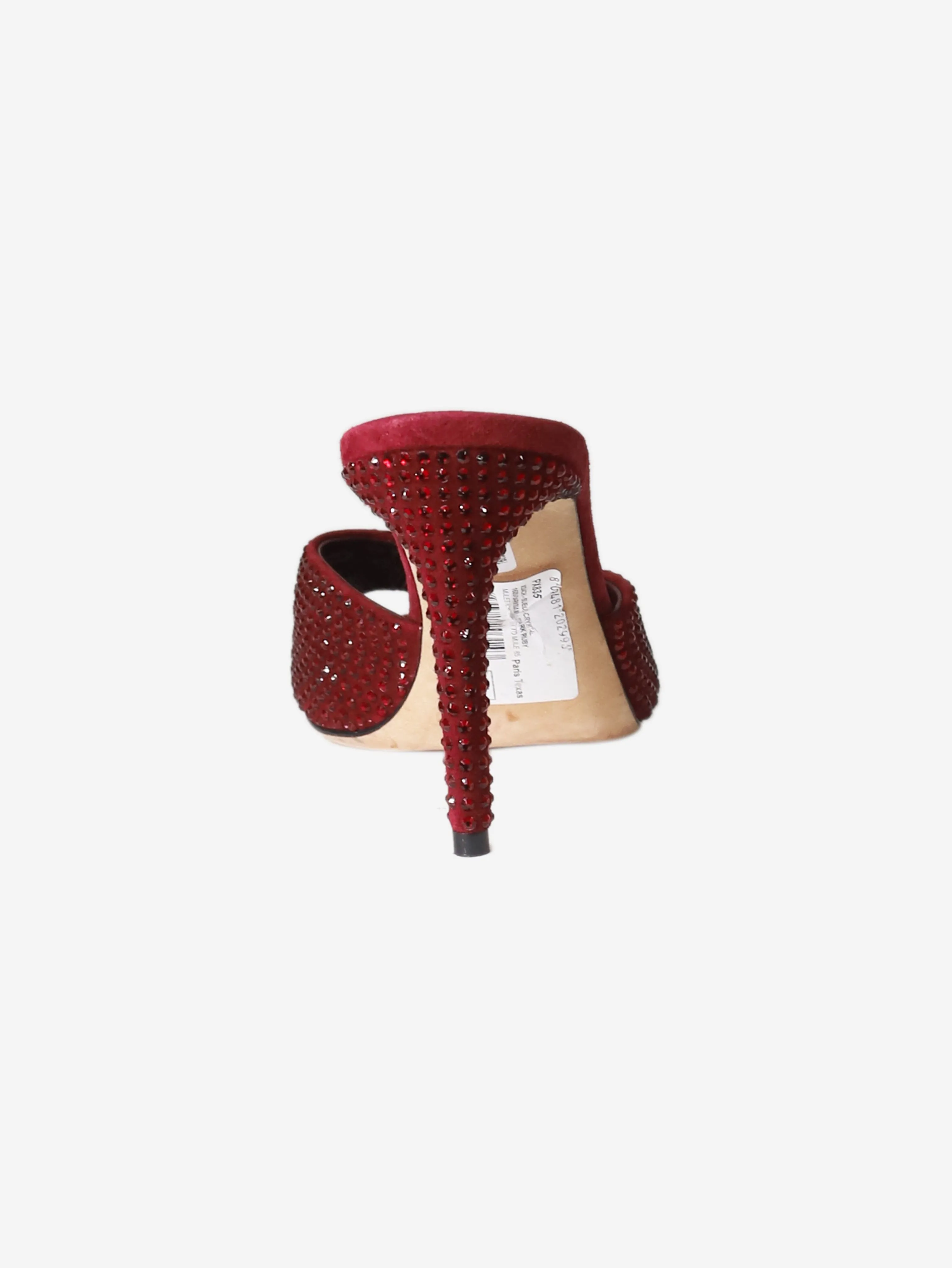 Burgundy crystal-embellished mules - size EU 37 (UK 4)