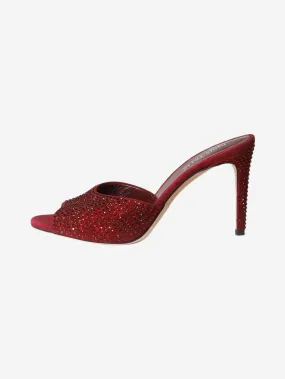 Burgundy crystal-embellished mules - size EU 37 (UK 4)