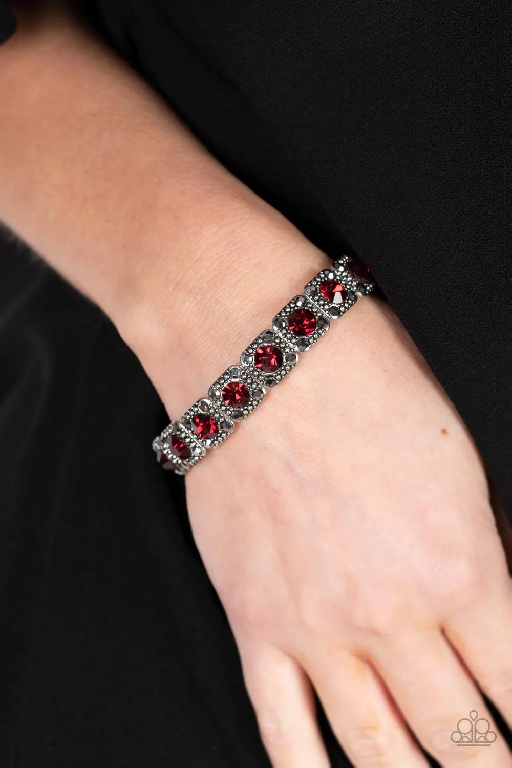 Cache Commodity Red Rhinestone Bracelet - Paparazzi Accessories