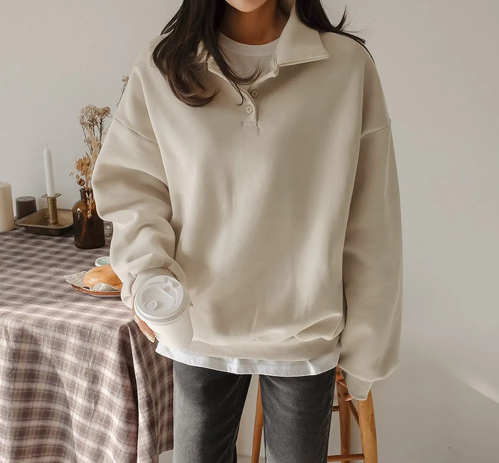 Casual Cozy Brushed Sweatshirts Long Sleeved Tops for Womens Warm Korean Kpop Style