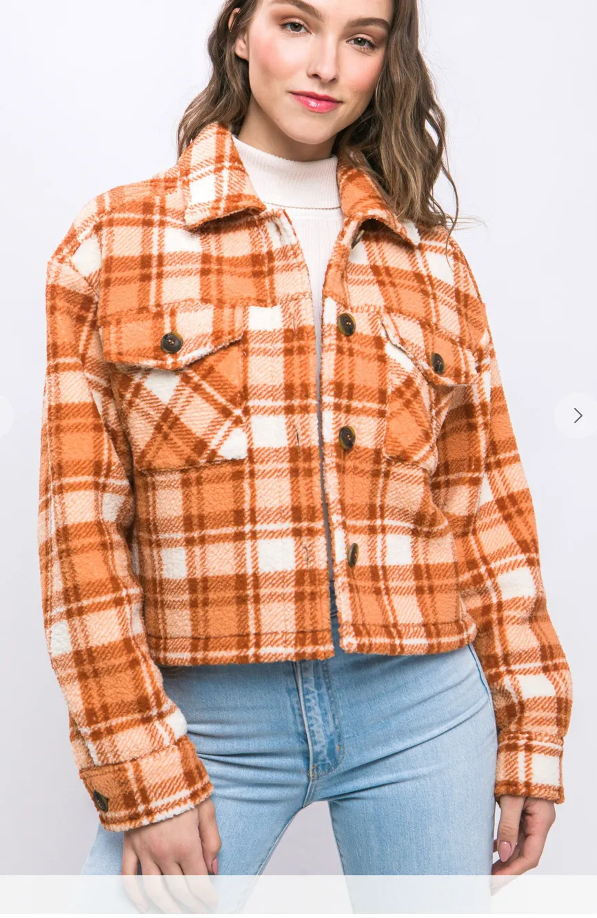 Casual Plaid Button Up Flannel W/Front Pockets