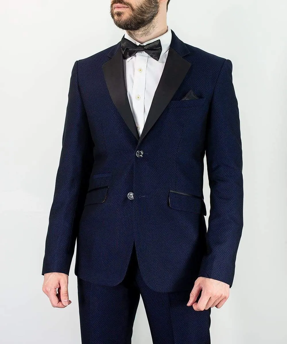 Cavani Myers Men's Navy Blue Tuxedo Dinner Notch Collar Suit