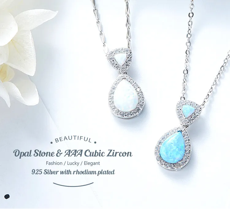 CDE S925 Sterling silver Opal women's necklace