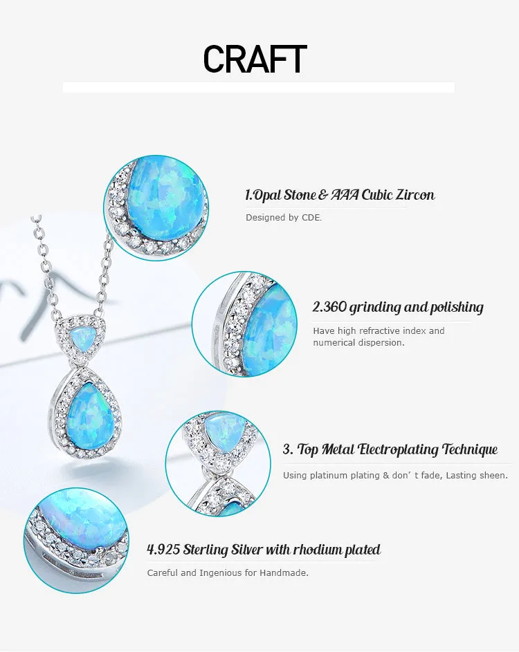 CDE S925 Sterling silver Opal women's necklace