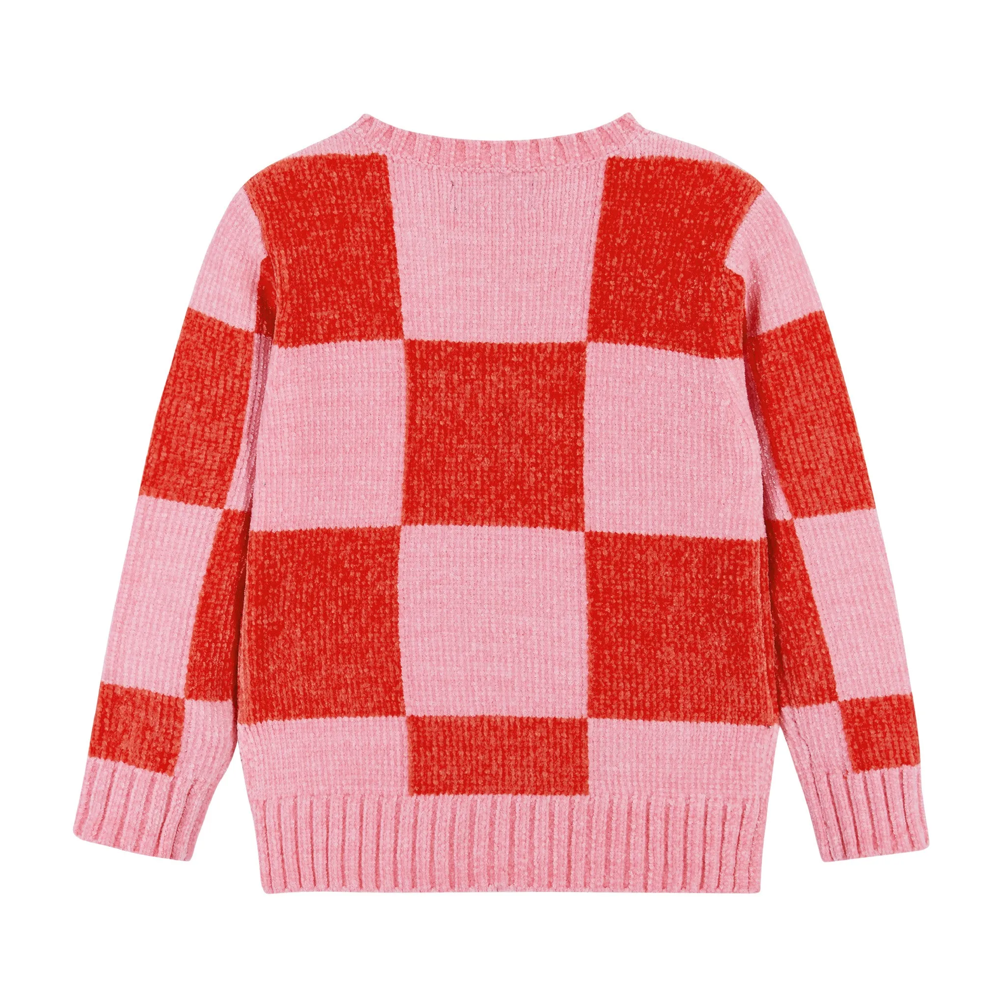 Chenille Checker Sweater | Pink & Red