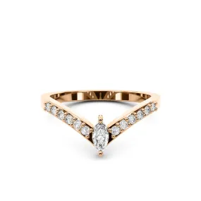 Chorost & Co. Private Collection 14K Rose Gold 0.25ct Diamond Marquis Chevron Ring