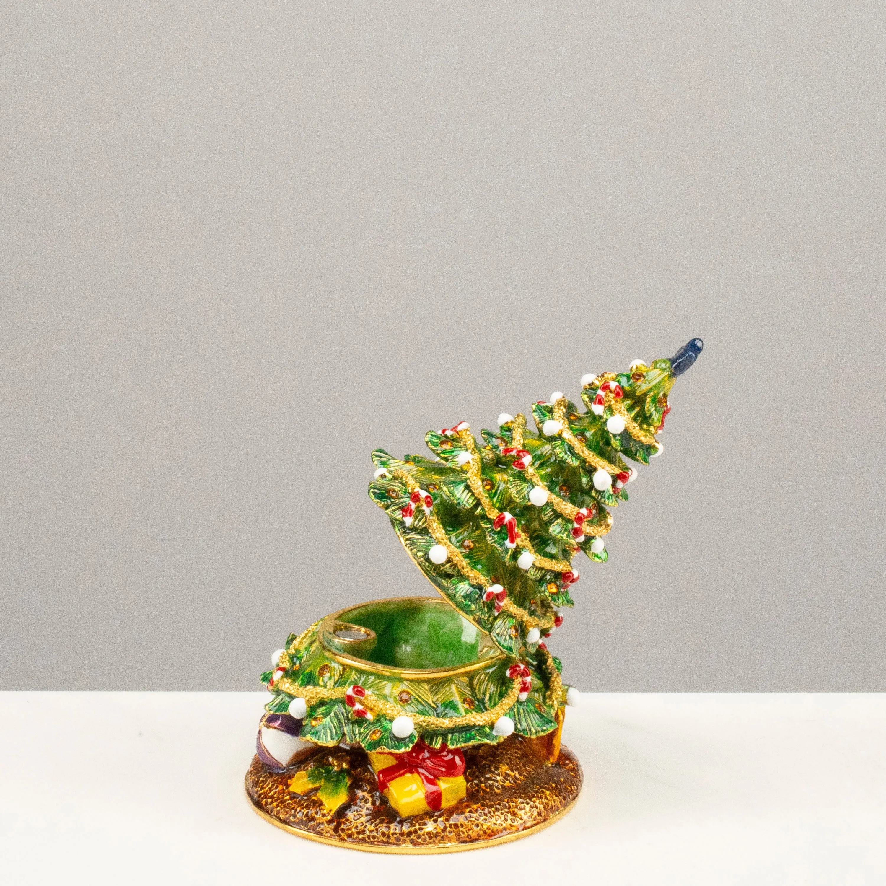 Christmas Tree Figurine Keepsake Box made with Crystals