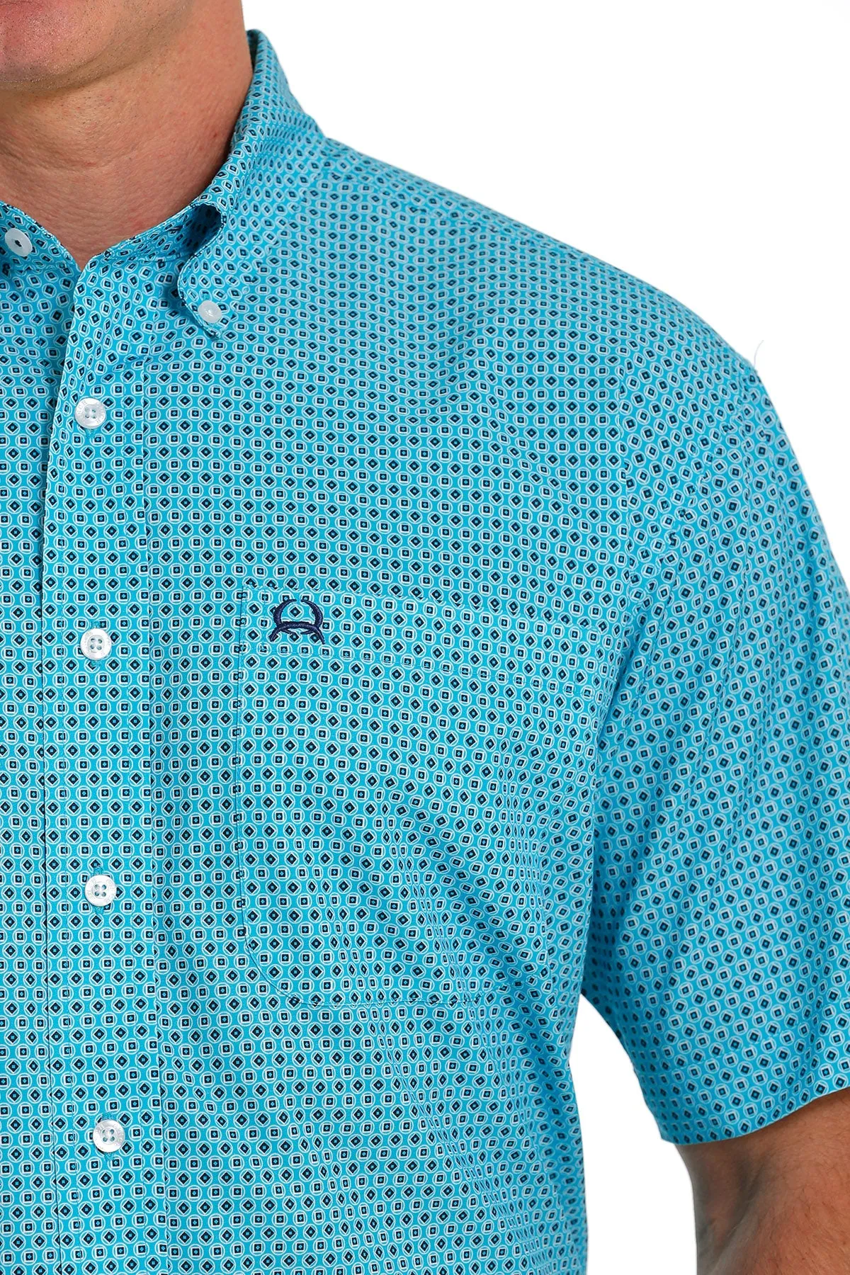 'Cinch' Men's ArenaFlex Geo Print Classic Fit Button Down - Blue