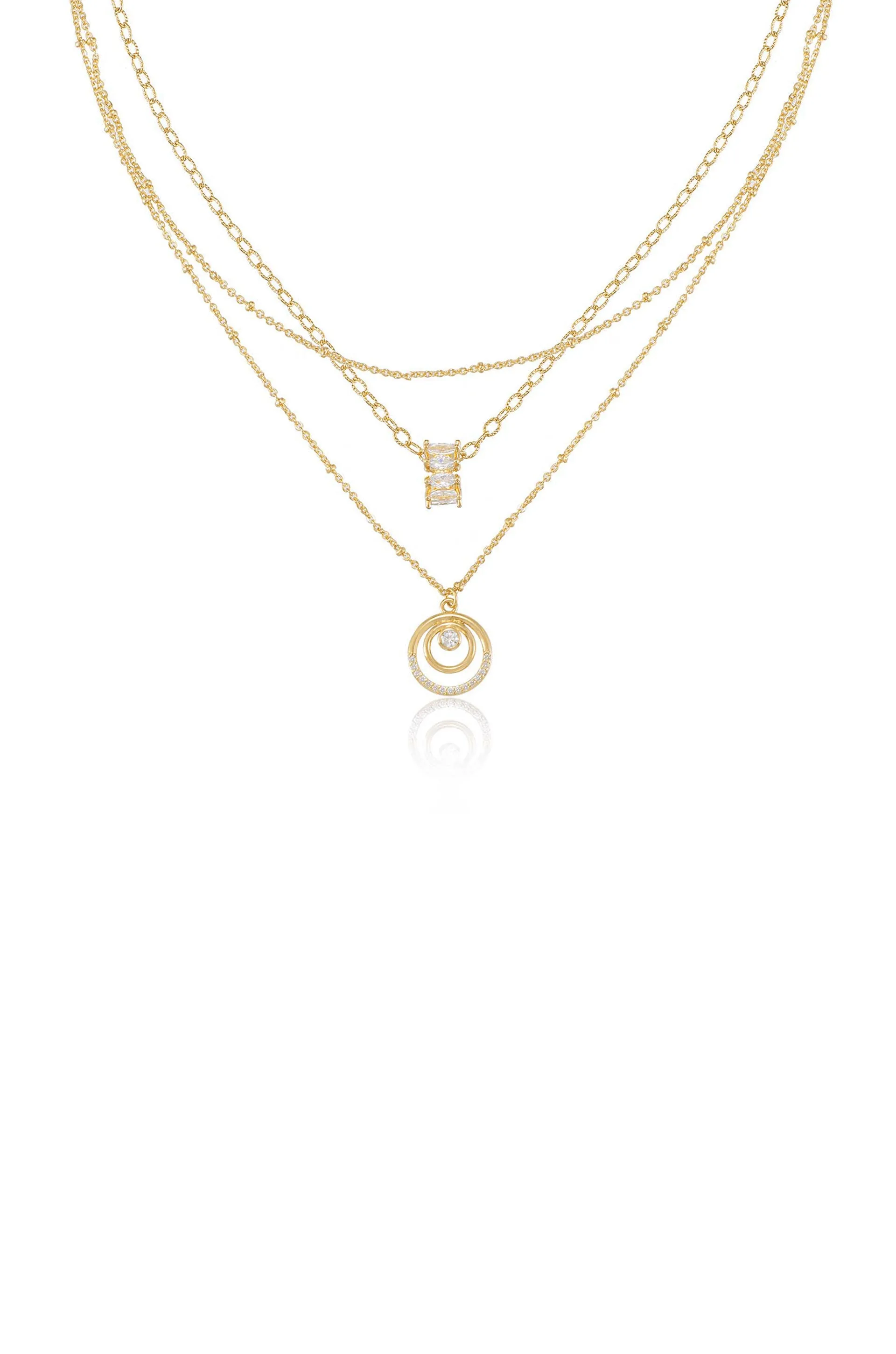 Circles of Crystal Dainty Layered Necklace Set