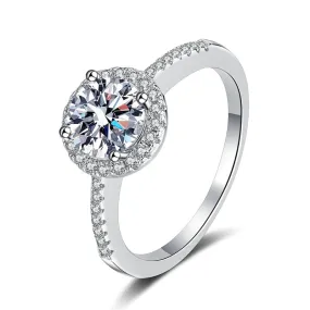 Classic Halo Diamond Promise Ring - 925 Sterling Silver