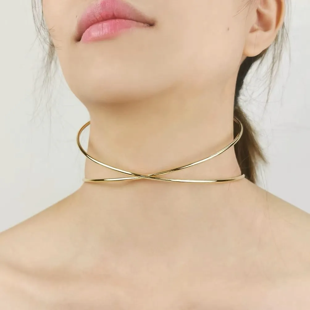 Collana Donna Gioiello Choker Acciaio Rigido Casual Elegante