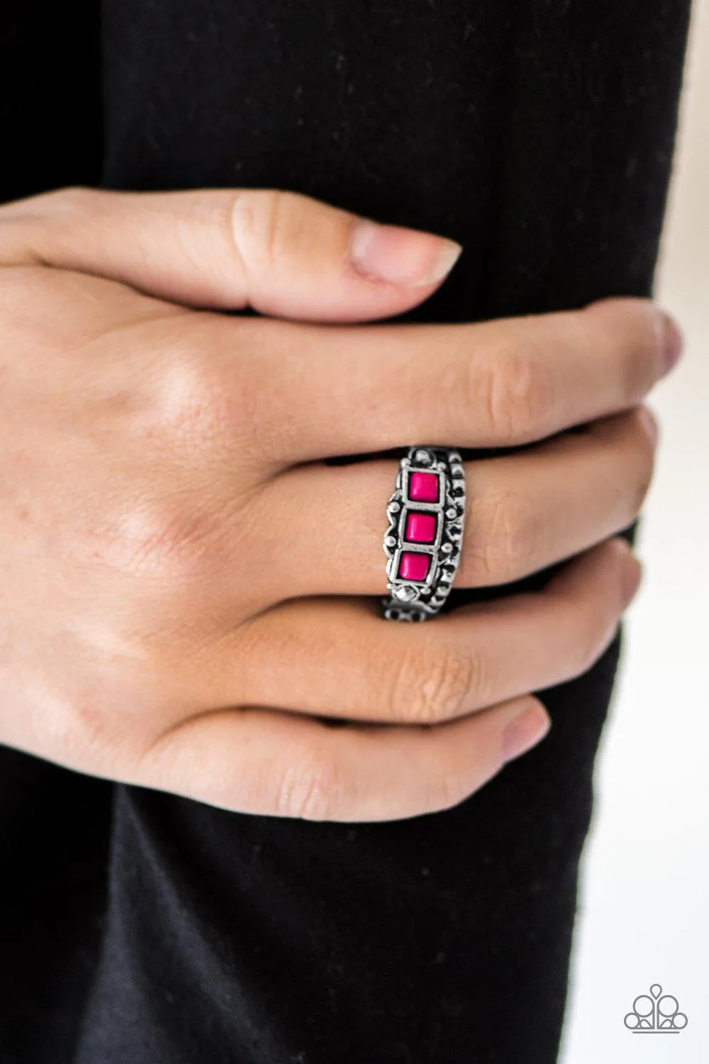 Color Me EMPRESSed! Pink and Silver Ring - Paparazzi Accessories