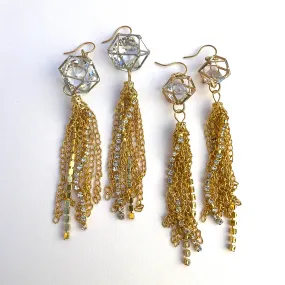 Crystal Cage Tassel Earrings