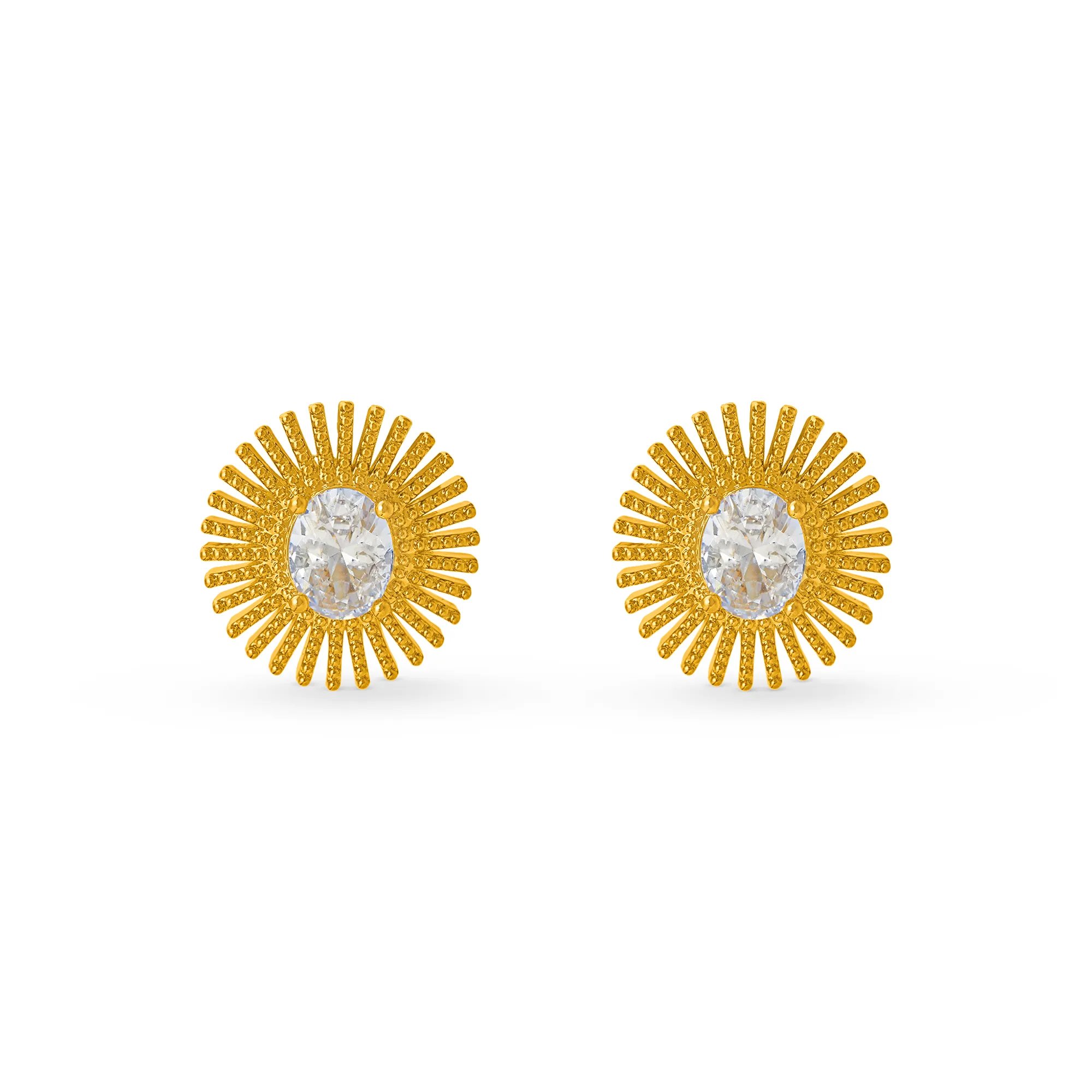 Crystal Sunburst Statement Stud Earrings