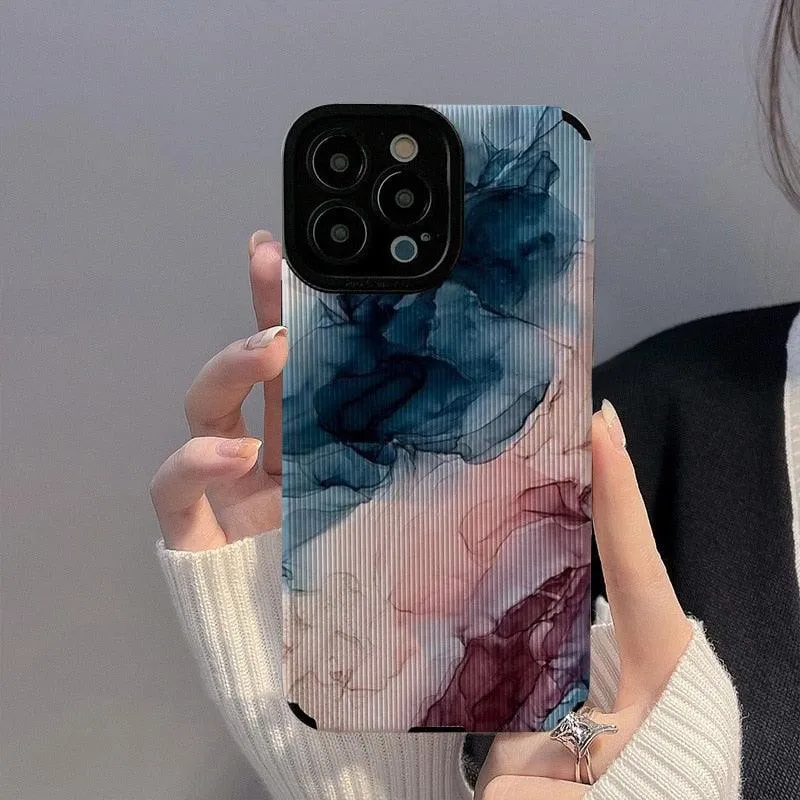 Cute Watercolor Marble Art Phone Case for iPhone 11, 12, 13, 14 Pro Max, Mini, 14 Plus, X, XR, XS Max, 7, 8 Plus – Protective Cover