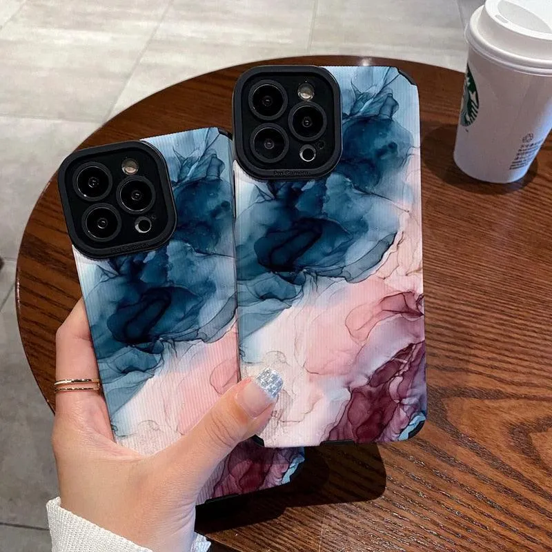 Cute Watercolor Marble Art Phone Case for iPhone 11, 12, 13, 14 Pro Max, Mini, 14 Plus, X, XR, XS Max, 7, 8 Plus – Protective Cover