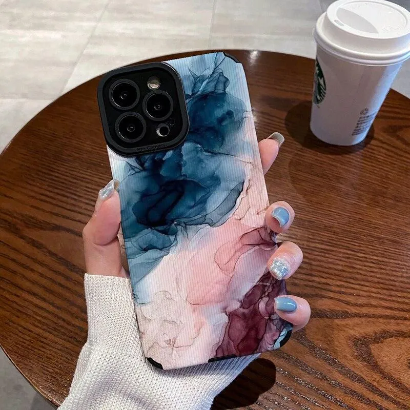 Cute Watercolor Marble Art Phone Case for iPhone 11, 12, 13, 14 Pro Max, Mini, 14 Plus, X, XR, XS Max, 7, 8 Plus – Protective Cover