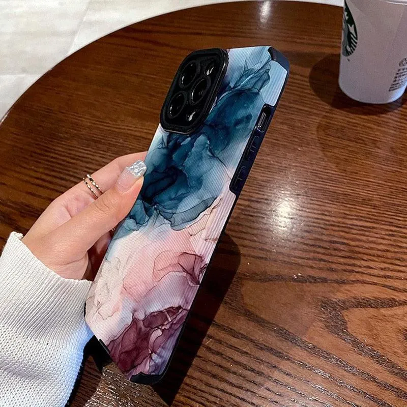 Cute Watercolor Marble Art Phone Case for iPhone 11, 12, 13, 14 Pro Max, Mini, 14 Plus, X, XR, XS Max, 7, 8 Plus – Protective Cover