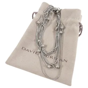 David Yurman Sterling Silver Diamond Pave Balls Station Necklace