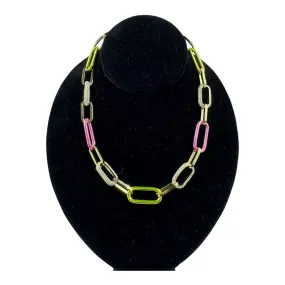 Delic Pink & Green Pave Chain Link Necklace