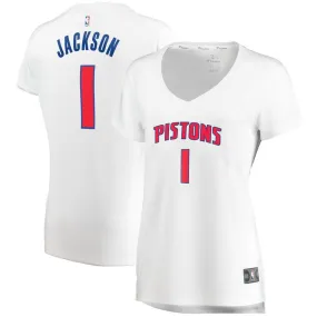 Detroit Pistons Reggie Jackson Fanatics Branded Replica Fast Break Player Association Jersey Womens - White | Ireland J2601O5