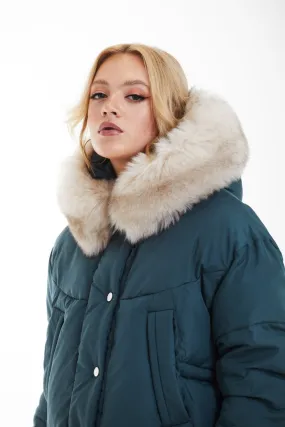 Double Second Teal Oversized Dip Back Puffer