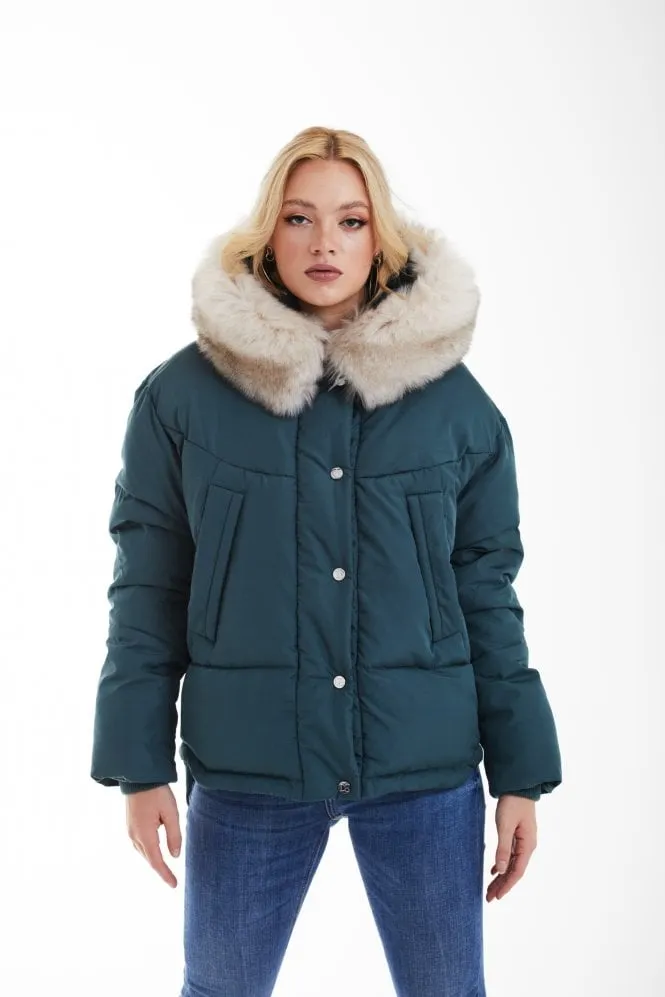 Double Second Teal Oversized Dip Back Puffer