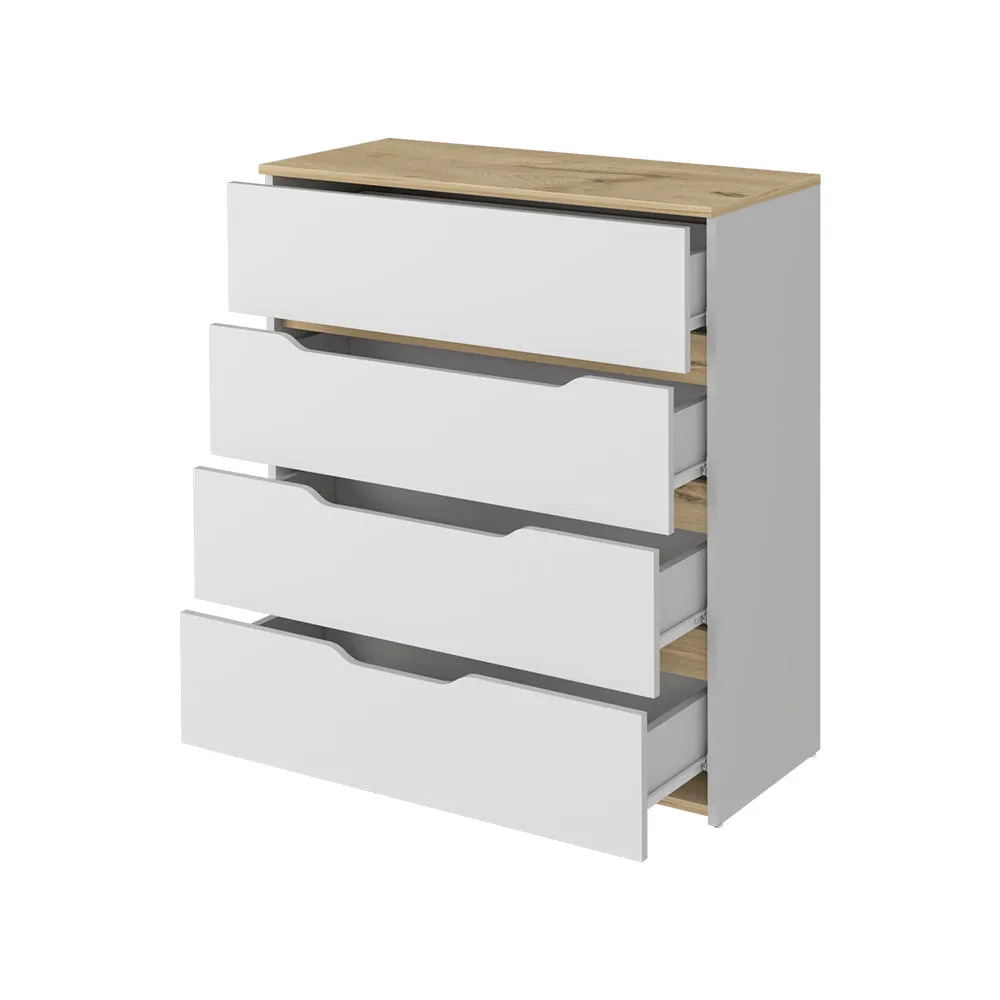 Dresser Oboe Superior Top 4 Drawers White/Light Oak