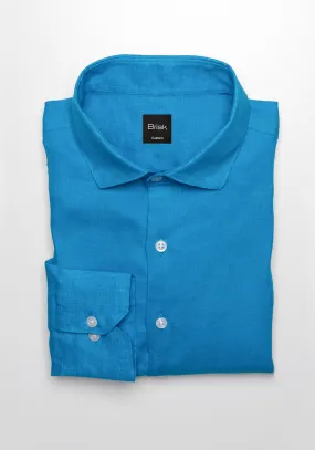 Electric Turquoise Irish Linen Shirt