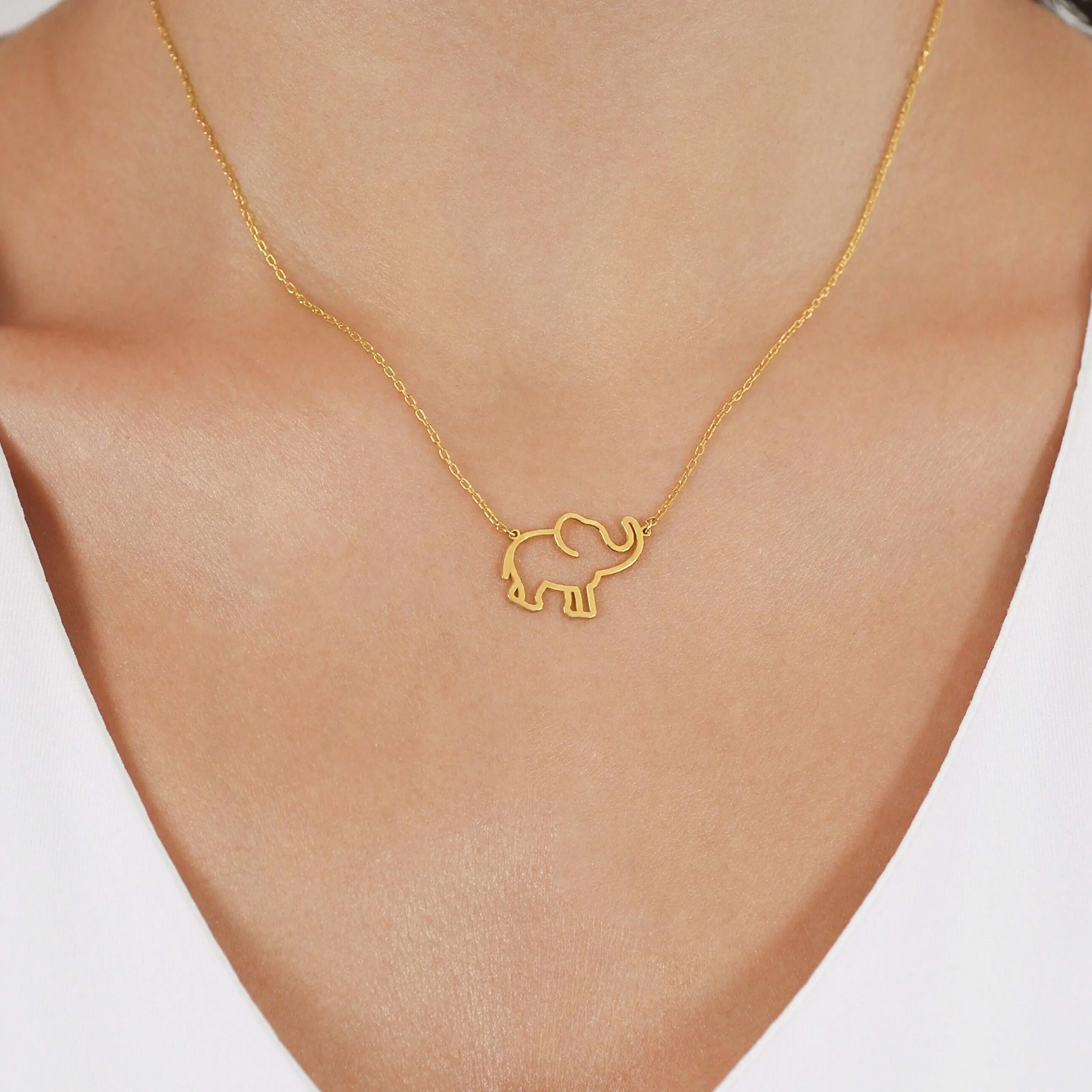 Elephant Necklace | 14K Solid Gold