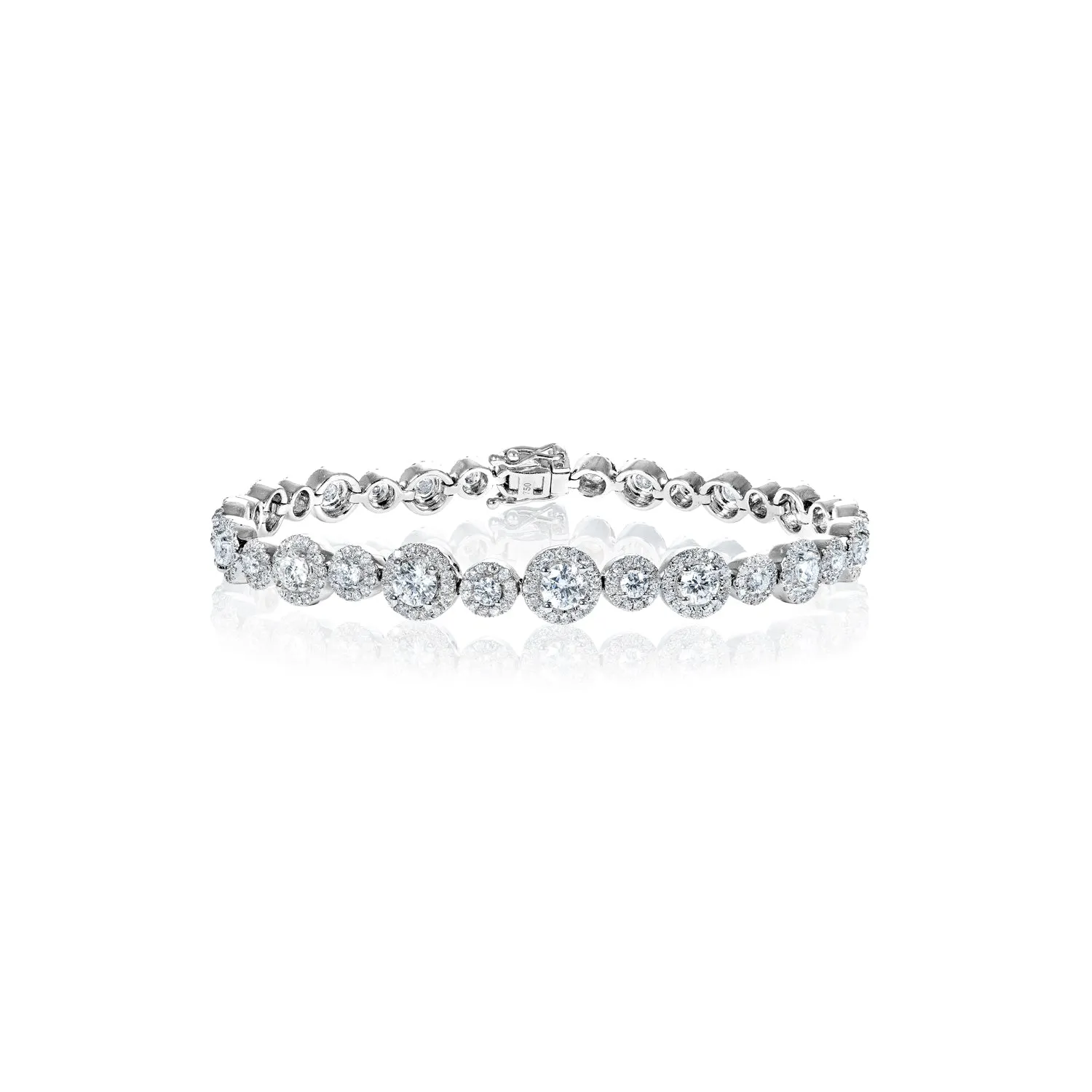 Elsie 4 Carats Round Brilliant Cut Diamond Single Row Bracelet in 18k White Gold