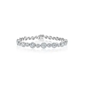 Elsie 4 Carats Round Brilliant Cut Diamond Single Row Bracelet in 18k White Gold