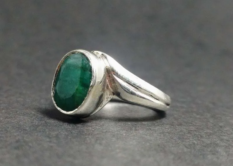 Emerald Ring, Sterling Silver Ring, May Birthstone Ring, Gemstone Ring, Silver Ring, Handmade Ring, Jewelry, Gift ring, Wedding Ring