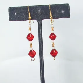 Erina, Christmas Red and Gold Beaded Dangle Earrings