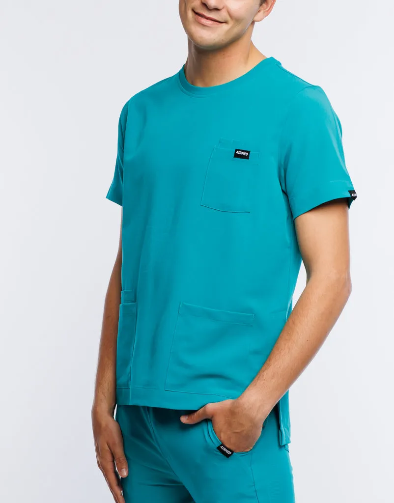 Essential Crewneck Scrub Top - Sydney Teal