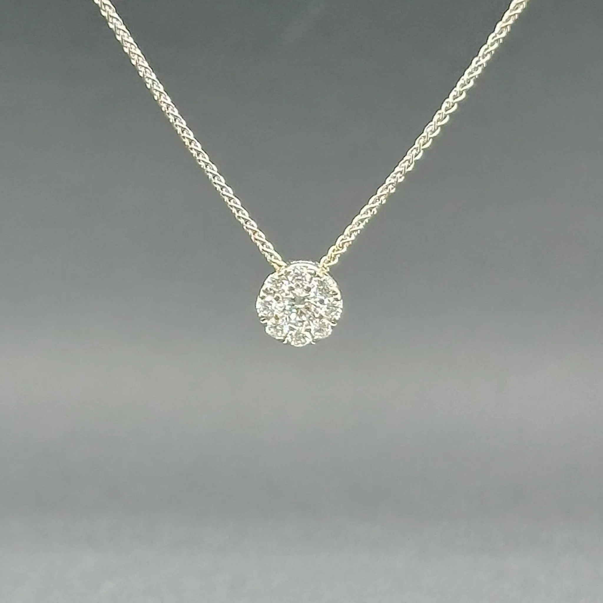 Estate 14K W Gold 0.19cttw G-H/VS1-2 Diamond Cluster Pendant