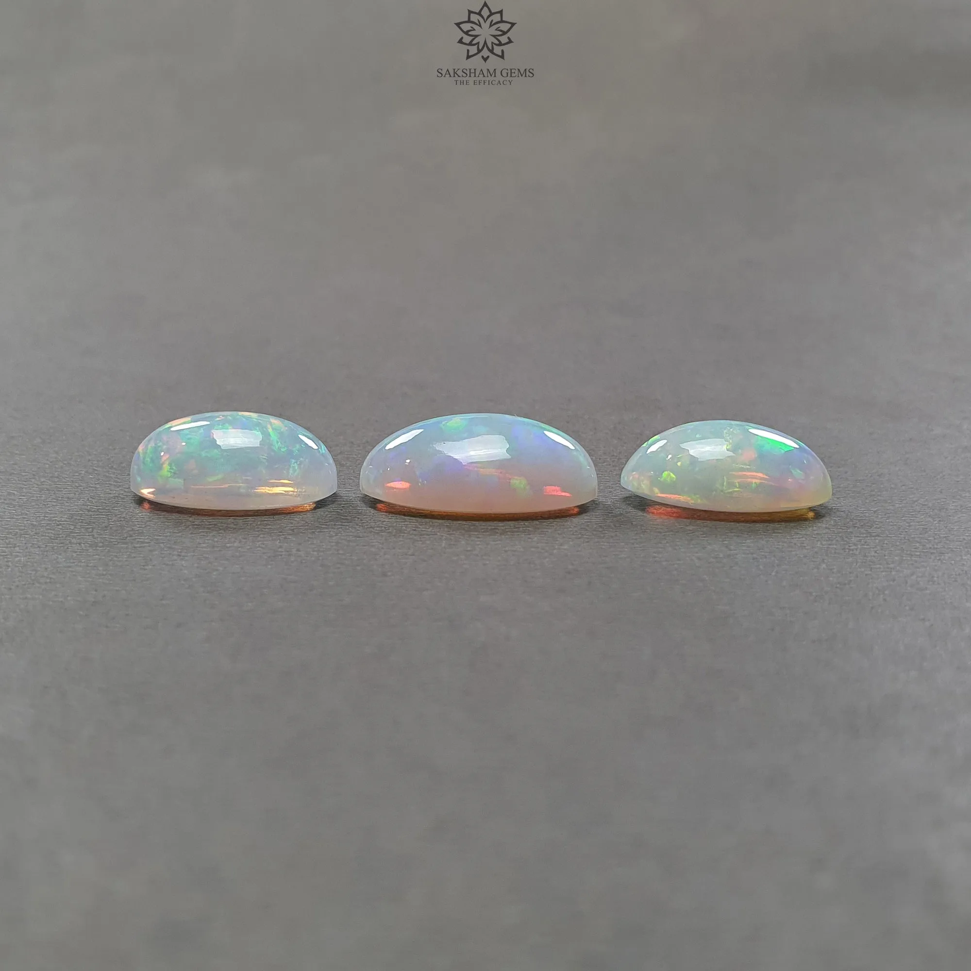 ETHIOPIAN OPAL Gemstone Cabochon : 25.80cts Natural Untreated White Opal Cabochon Oval Shape 17.5*13mm - 21*14mm 3pcs Set For Jewelry