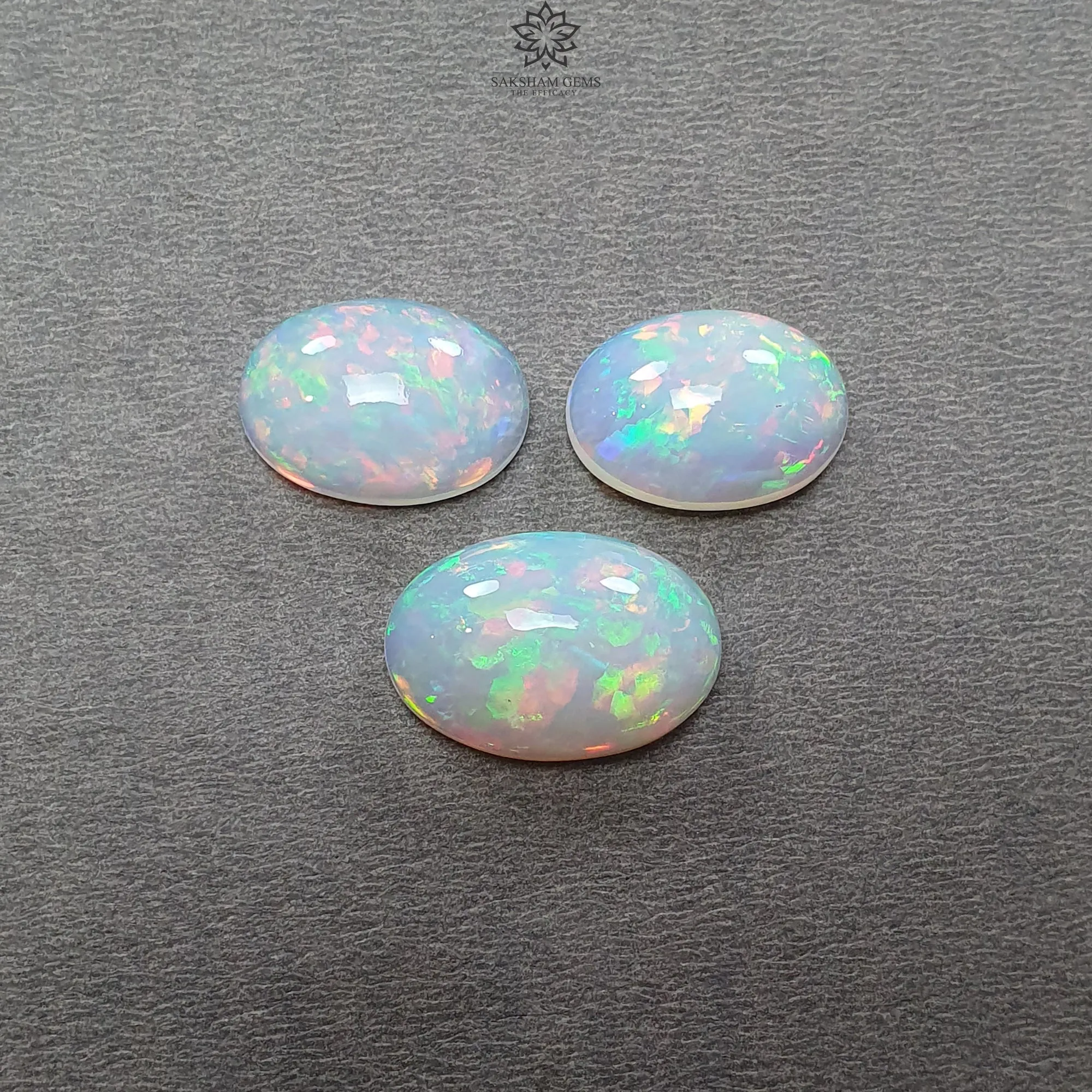 ETHIOPIAN OPAL Gemstone Cabochon : 25.80cts Natural Untreated White Opal Cabochon Oval Shape 17.5*13mm - 21*14mm 3pcs Set For Jewelry