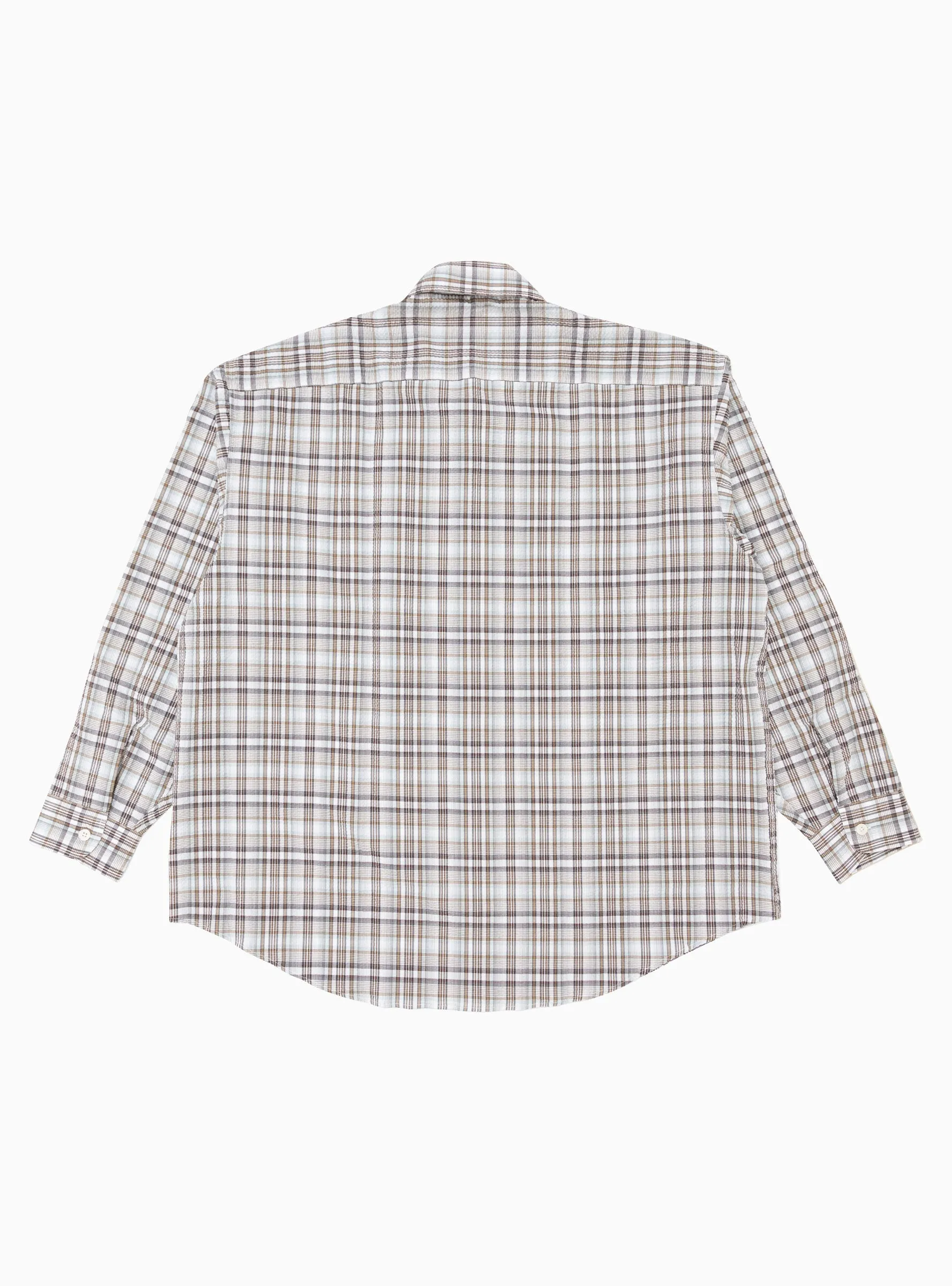 Exact Seersucker Shirt Taupe Mint Check