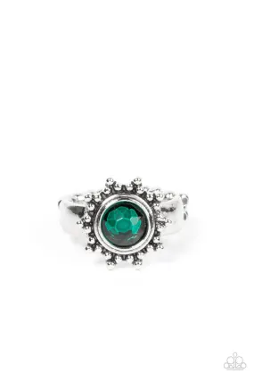 Expect Sunshine and REIGN Green Rhinestone Ring - Paparazzi Accessories