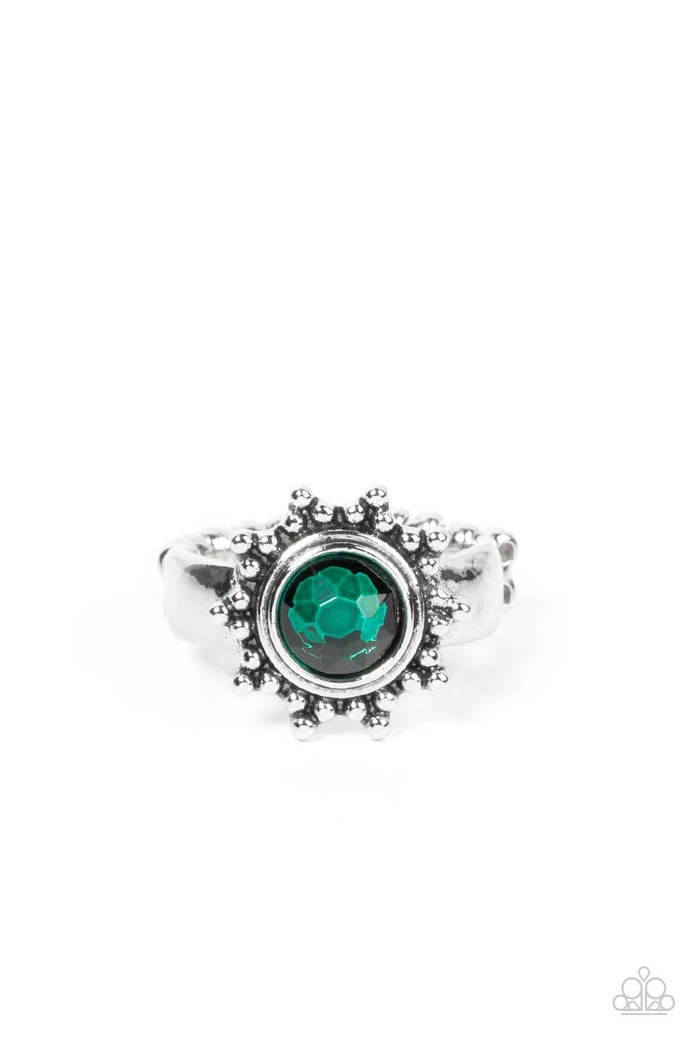 Expect Sunshine and REIGN Green Rhinestone Ring - Paparazzi Accessories