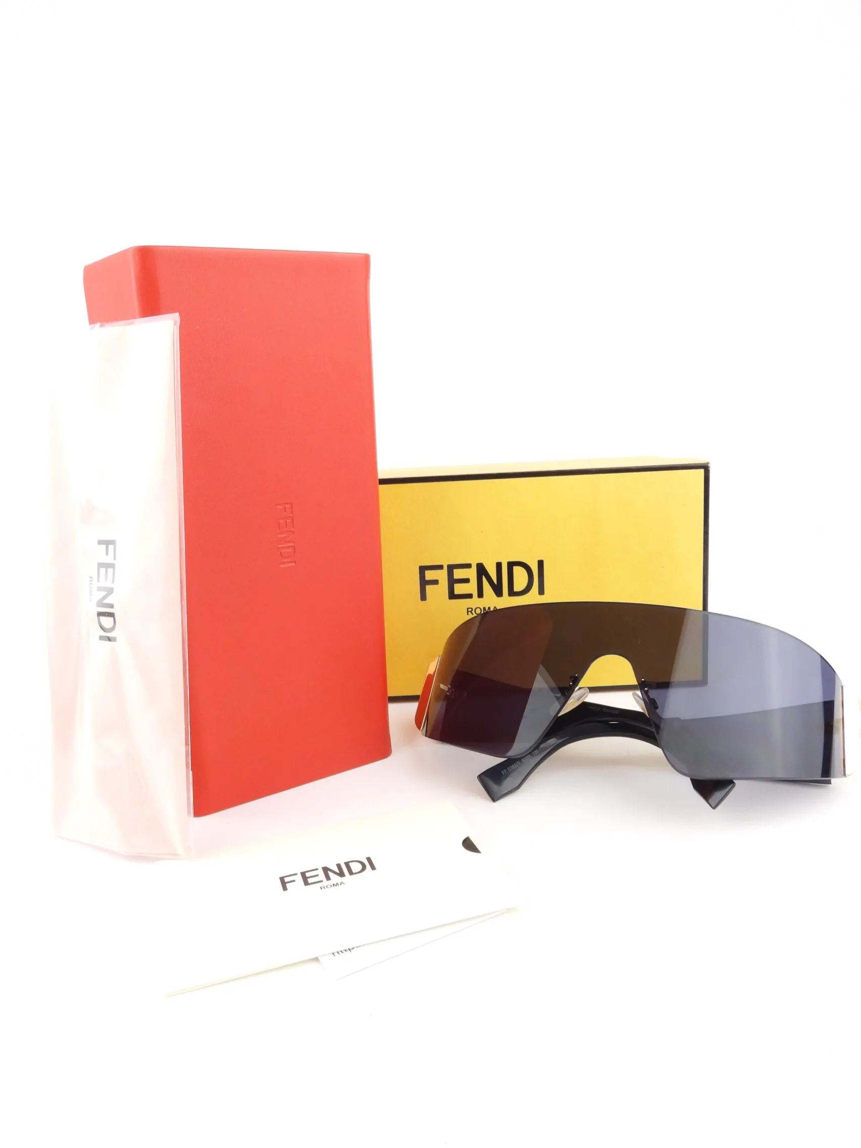 Fendi Grey and Black Oversized Shield Sunglasses FF0382/S