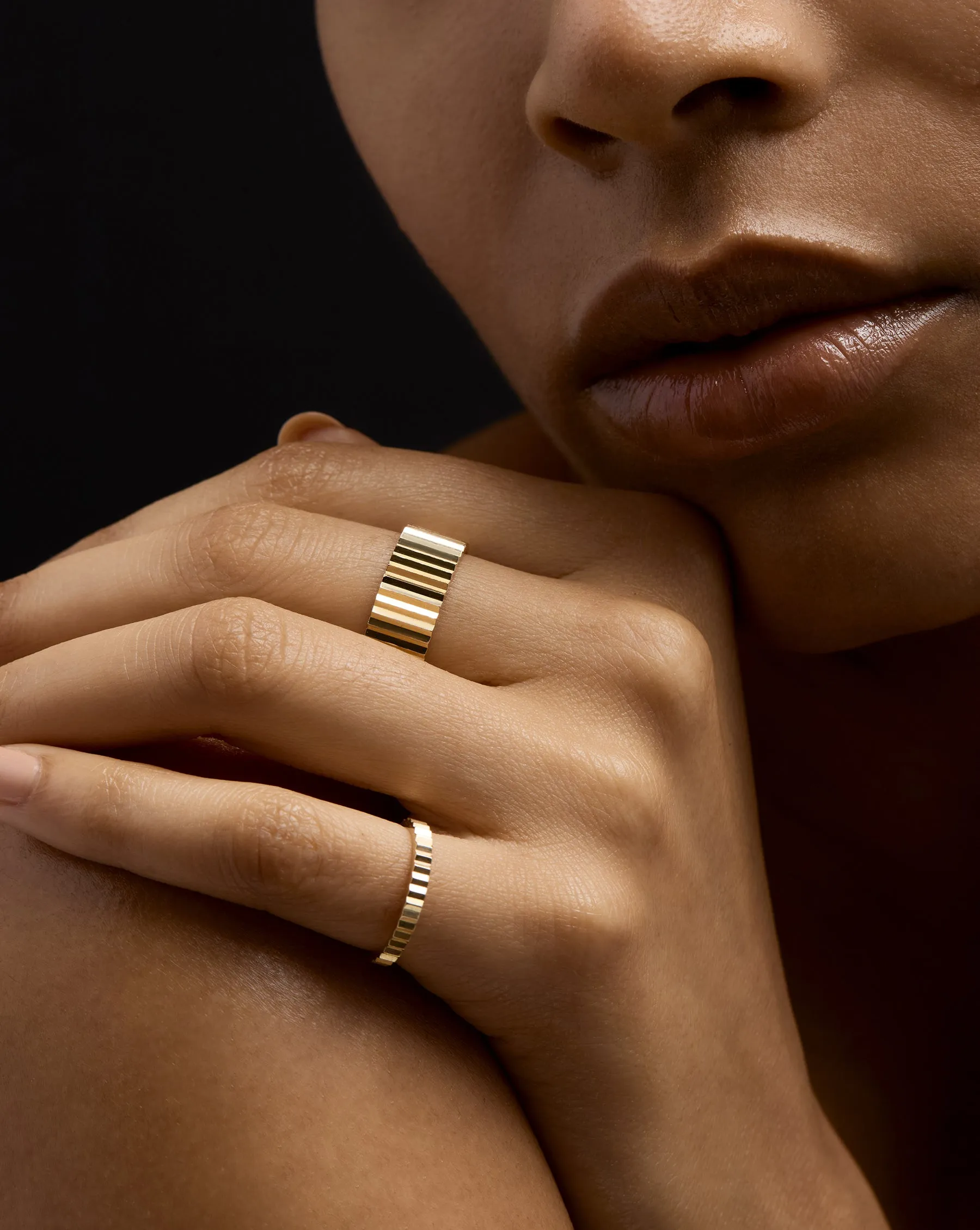 Fluted Gold Stackable Ring