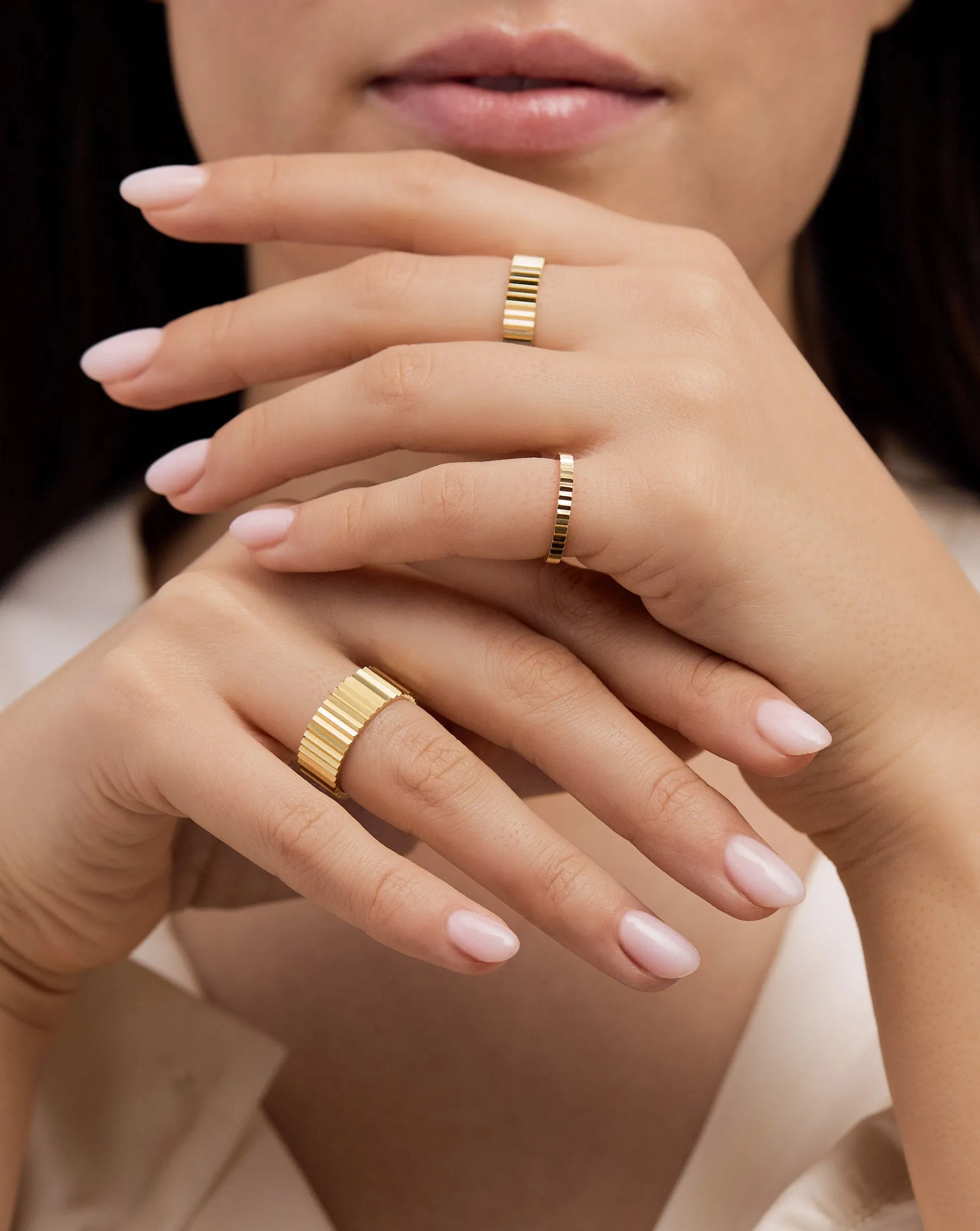 Fluted Gold Stackable Ring