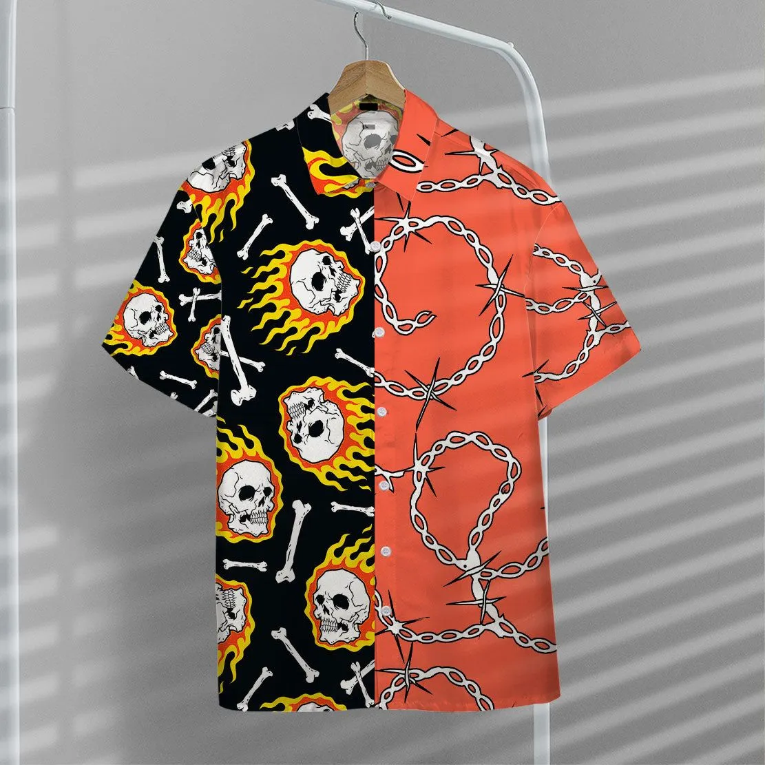 Gearhuman 3D Fire Skull Hawaii Shirt