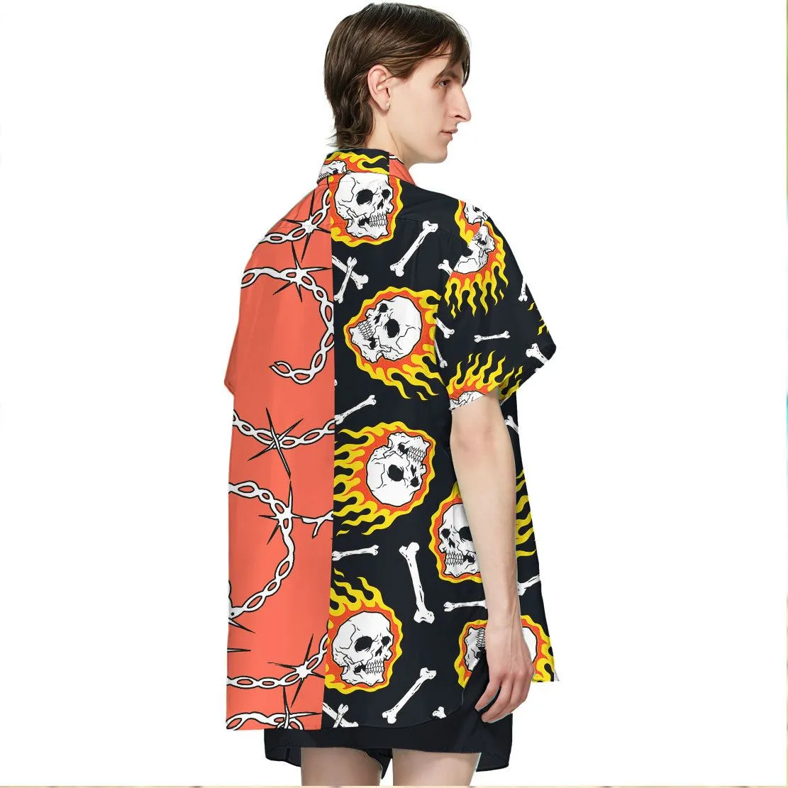 Gearhuman 3D Fire Skull Hawaii Shirt