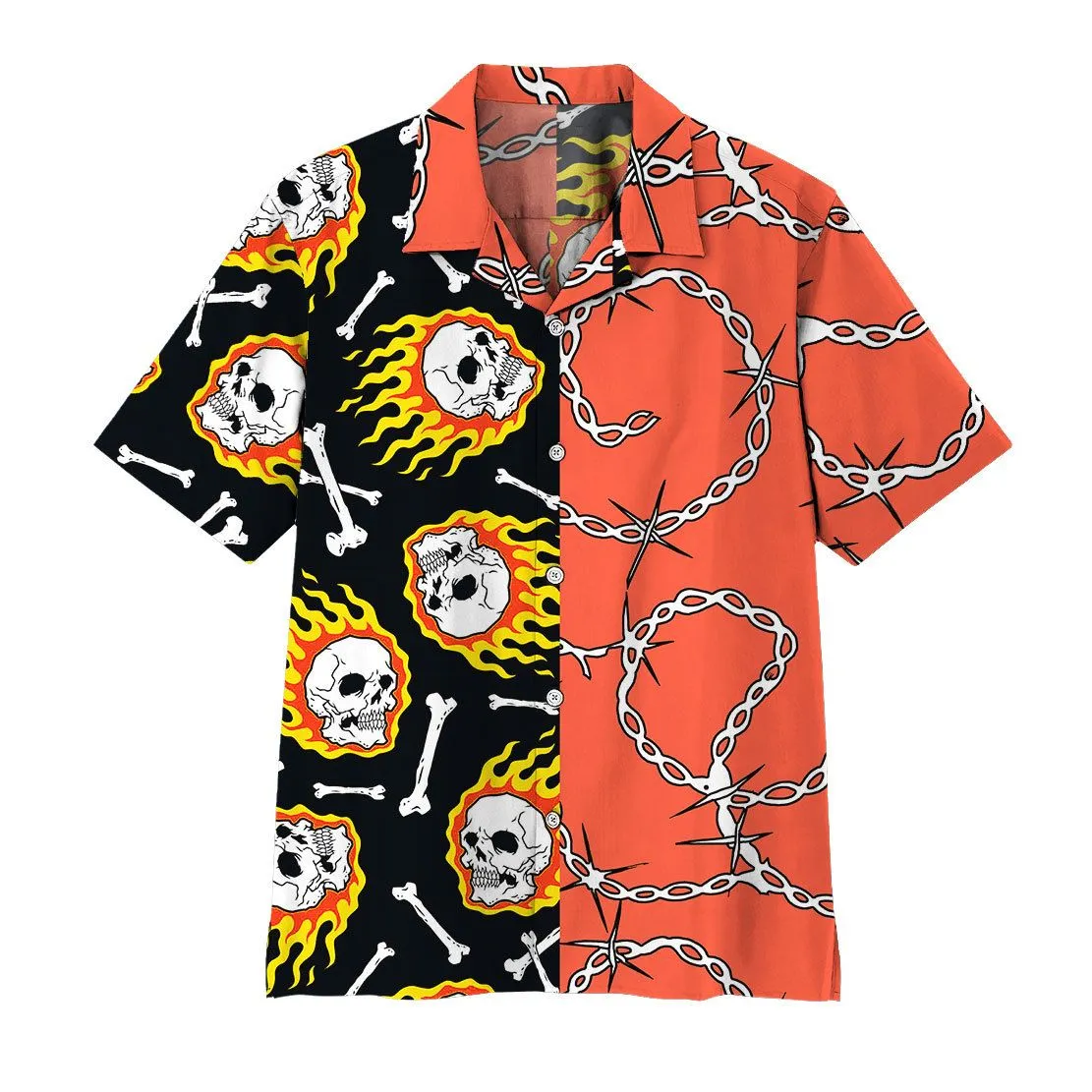 Gearhuman 3D Fire Skull Hawaii Shirt