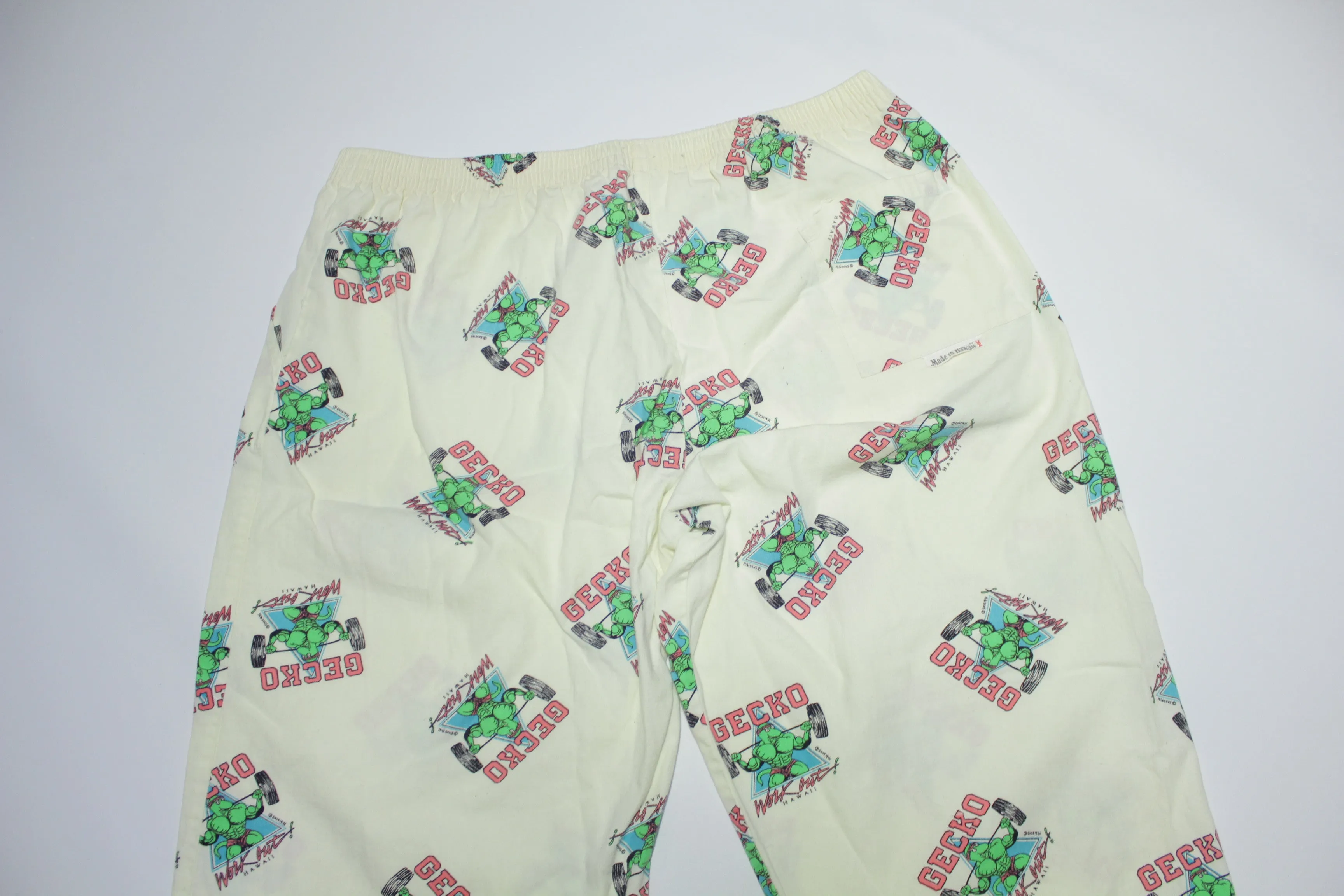 Gecko Bermuda Vintage Hawaii Made Pocket 80's Summer Beach Shorts