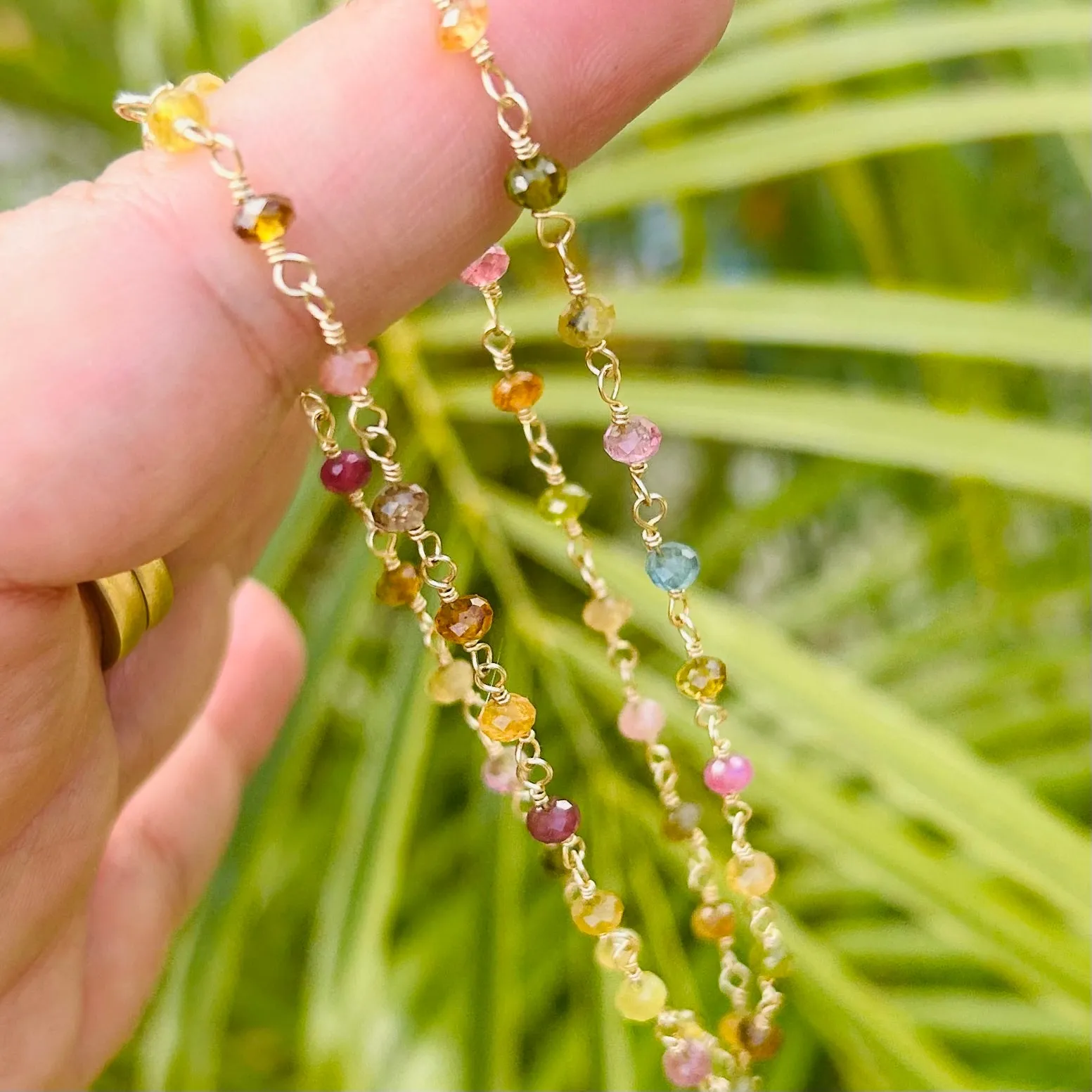 Gemstone Rosary Necklace ~ Multi Colored Tourmaline